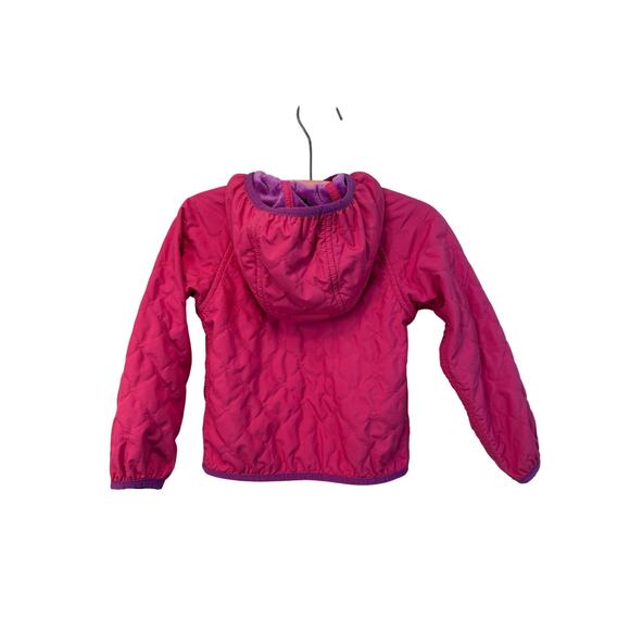 North Face Girls Reversible Pink Purple Fleece Lined Jacket Sz 6 - Picture 2 of 9